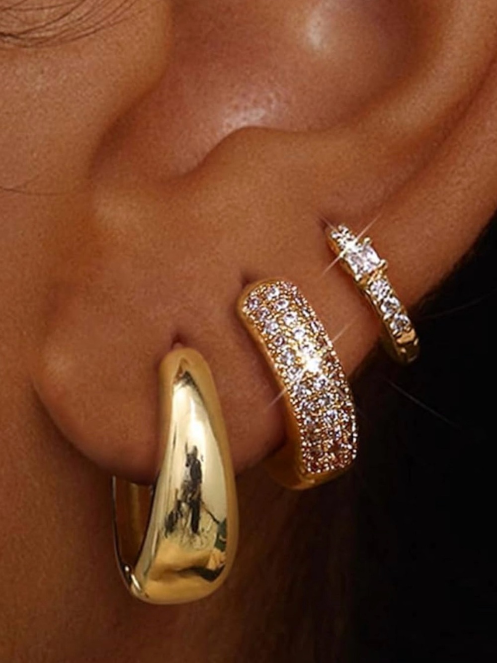 Small 14K Gold Plated Chunky Hoop Earrings for Women Hypoallergenic Silver Earr